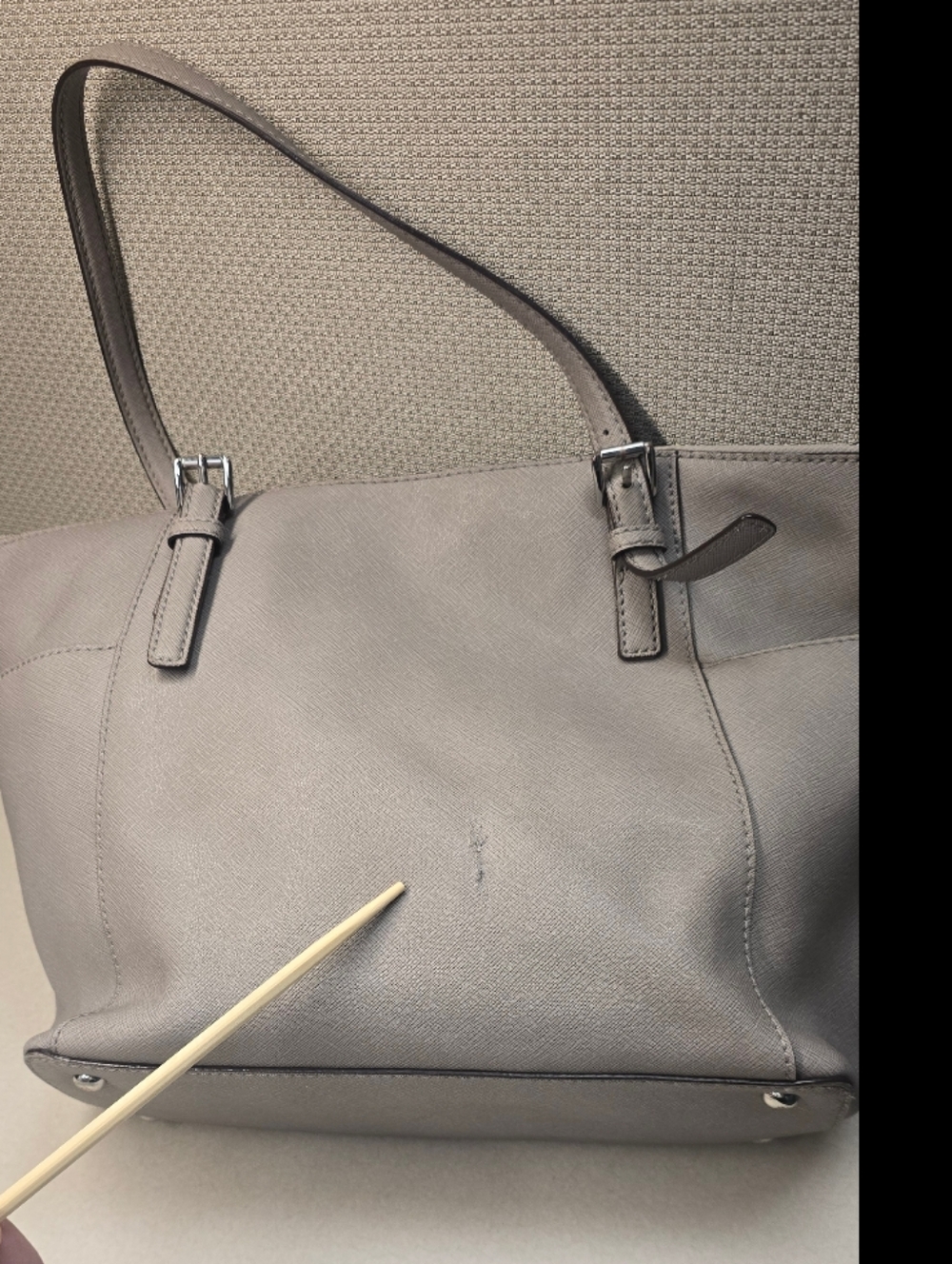 Michael Kors Jet Set Top Zip Saffiano Tote Bag Charlotte Dove Gray - Picture 7 of 9